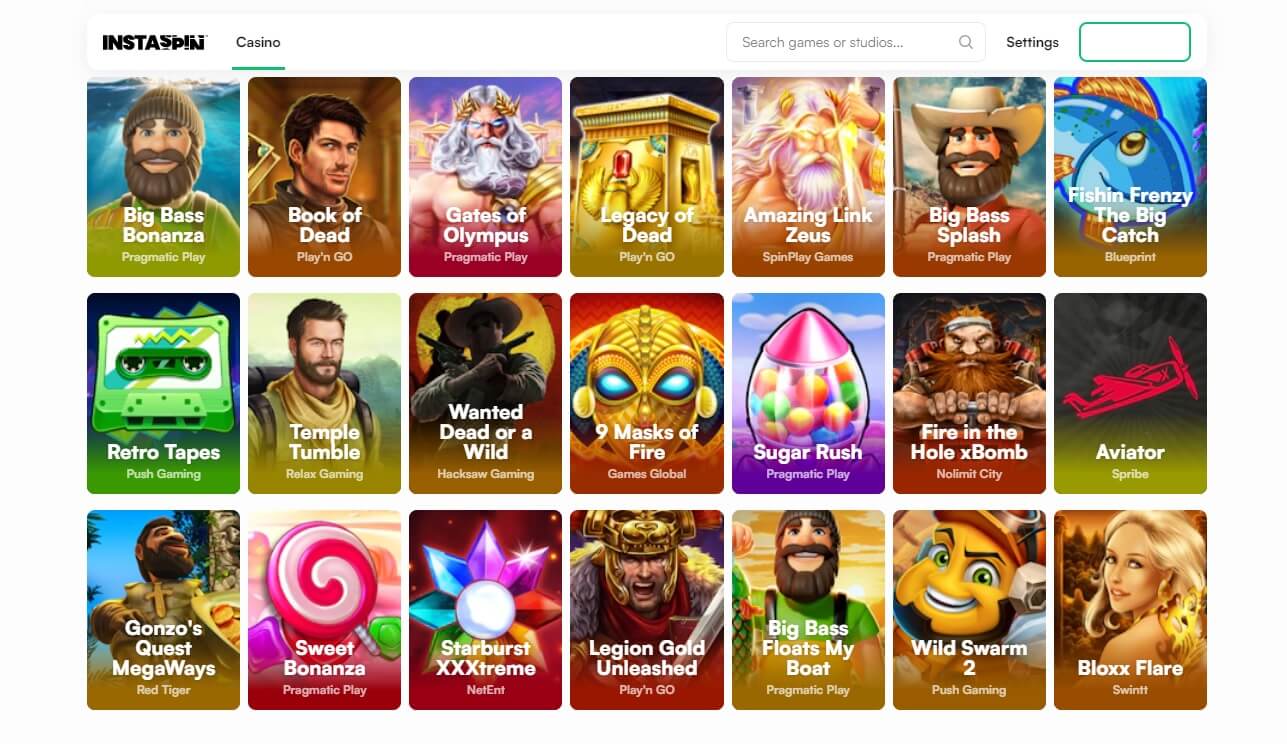 instaspin.com game lobby