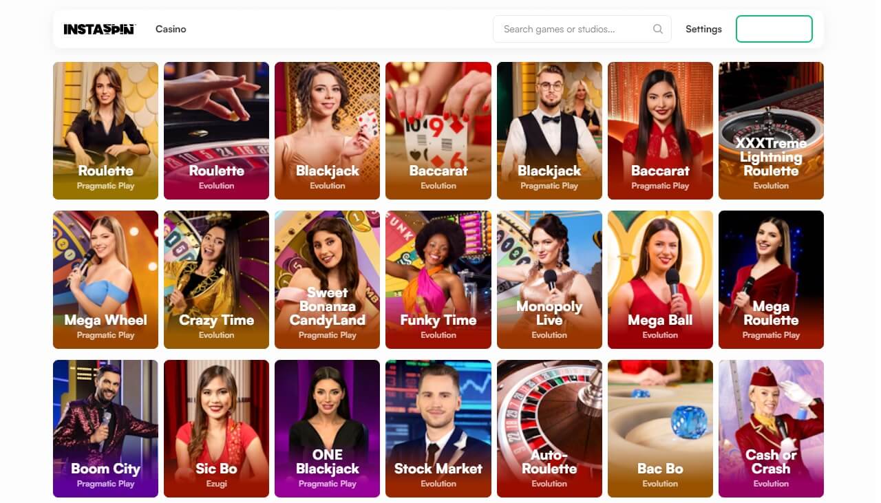 instaspin casino live games