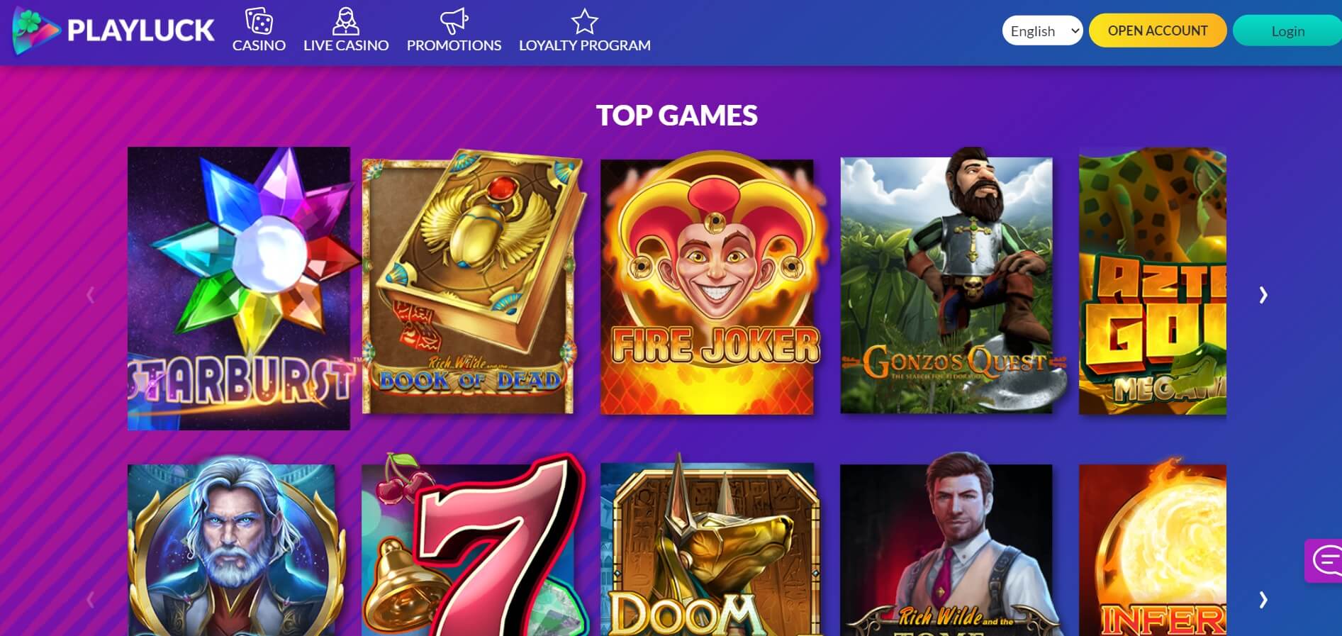 playluck casino games